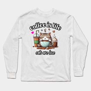 cat coffee Long Sleeve T-Shirt